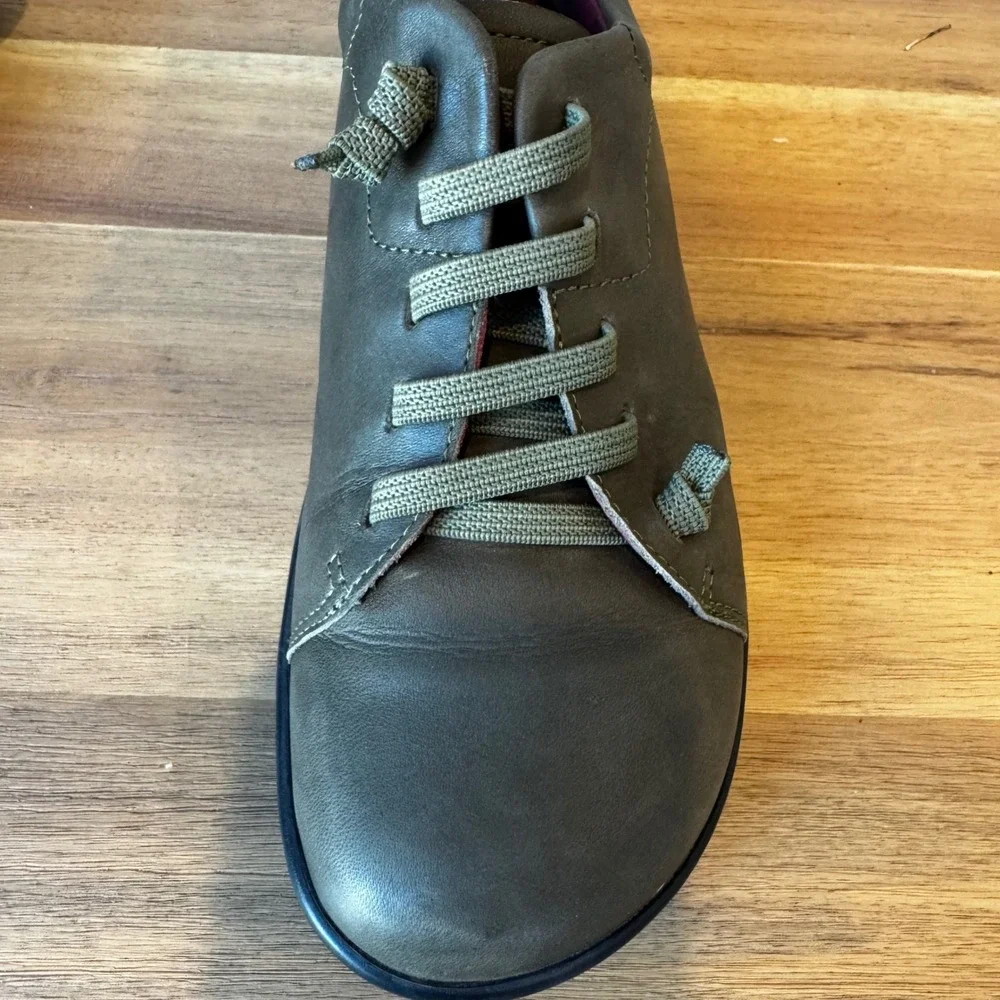 Grunland Verna Women 8.5‎ EU 39 Olive Green Leather Flat Walking Shoes Comfort